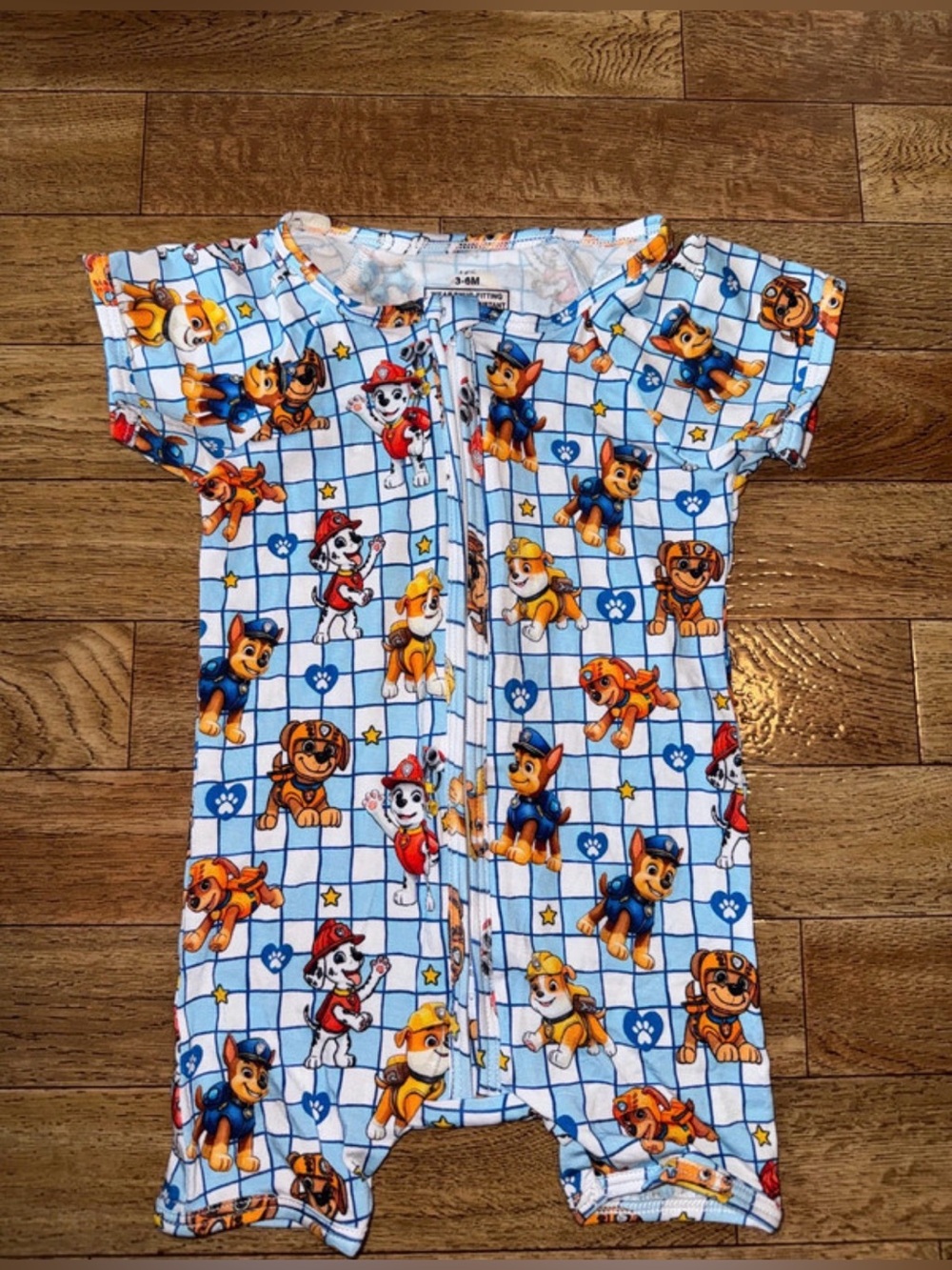 Paw Patrol Bamboo Short-Sleeve Baby One-Piece in Light Blue